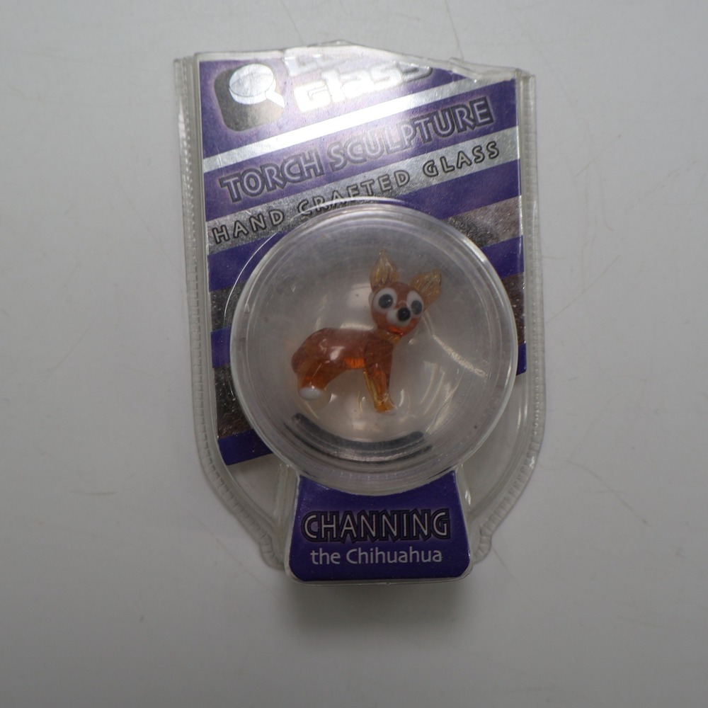 Looking Glass Channing the Chihuahua Torch Sculpture Mini Glass Figurine Amber